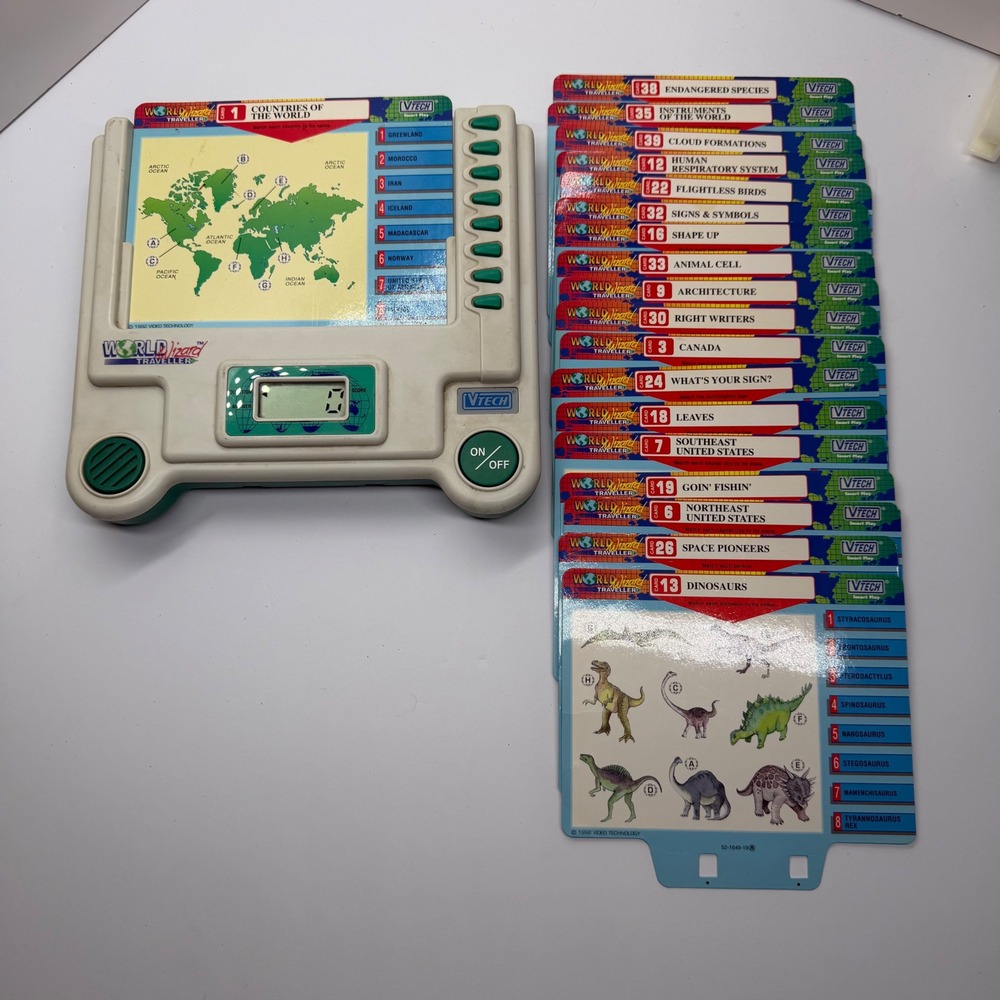 Vtech World Wizard Traveller Vintage 1992 Electronic Learning Toy with 19‎ Cards - Picture 2 of 6